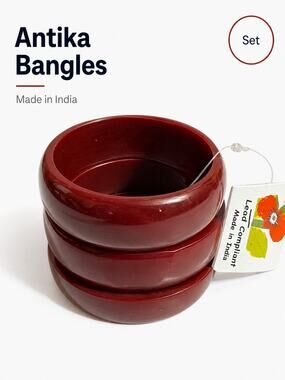 Antika Collection Bangle Set Burgundy Red Resin Stack Bracelets India
